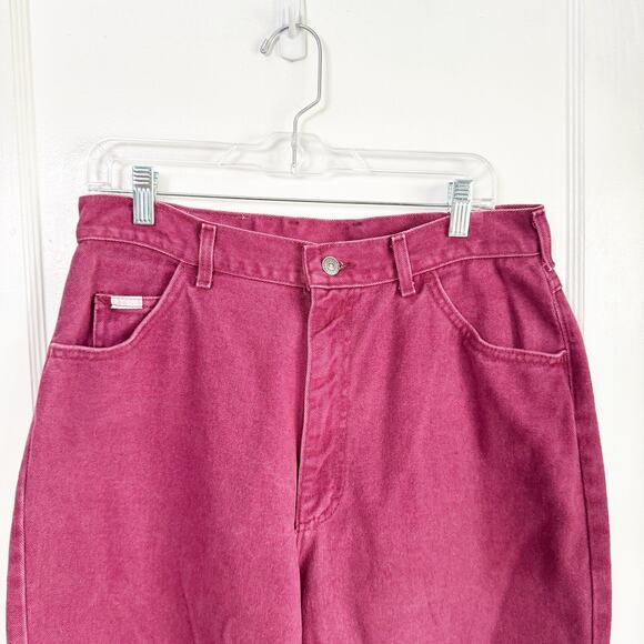 VTG LEE Burgundy Maroon Wine Colored High Waisted Mom Jeans Tapered Leg SEE NOTE - Picture 2 of 16